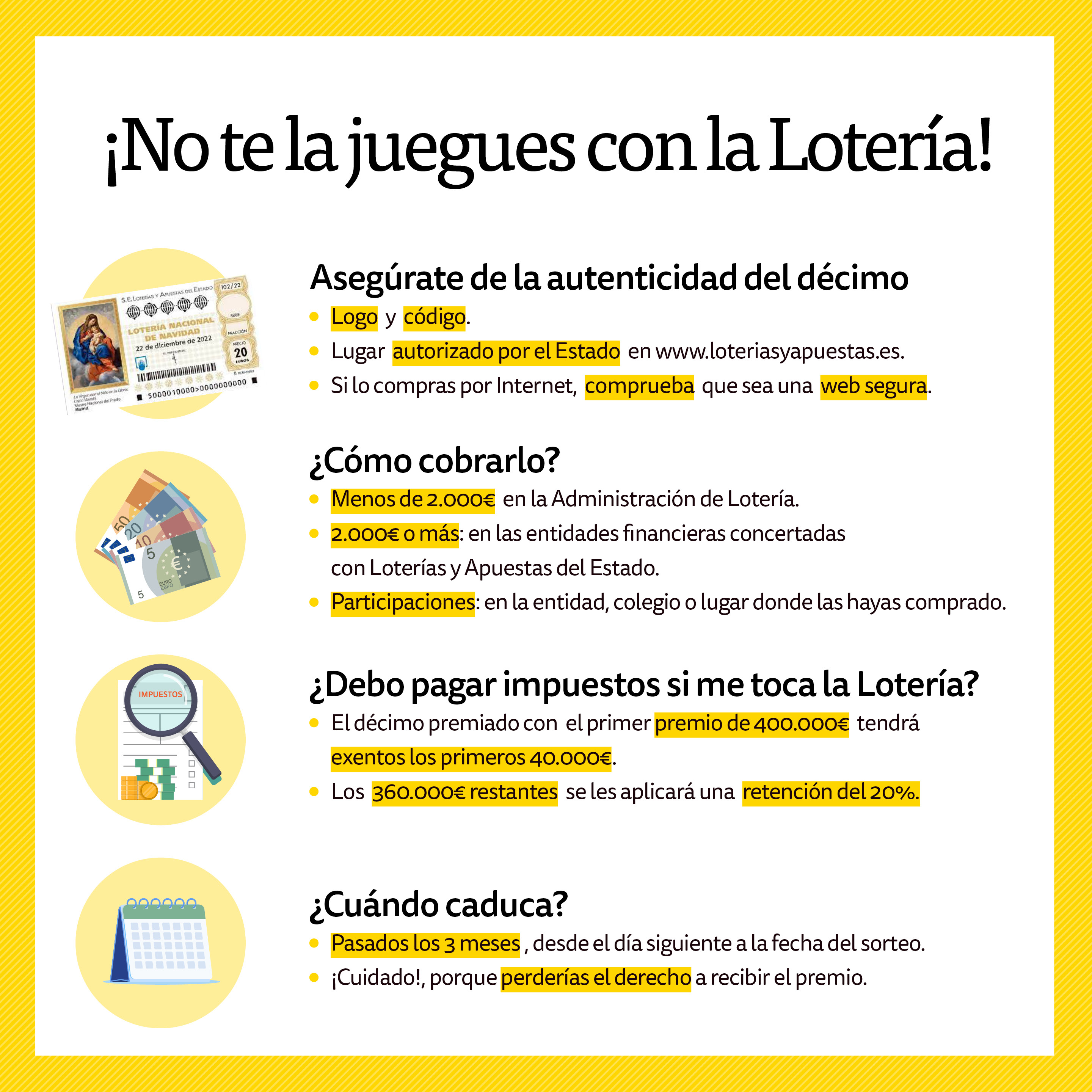 Sorteo de la Lotería: 6 puntos a tener en cuenta
